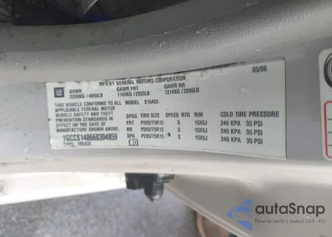 2006 Chevrolet Colorado Ls из США, поврежденный, VIN 1GCCS148668304859